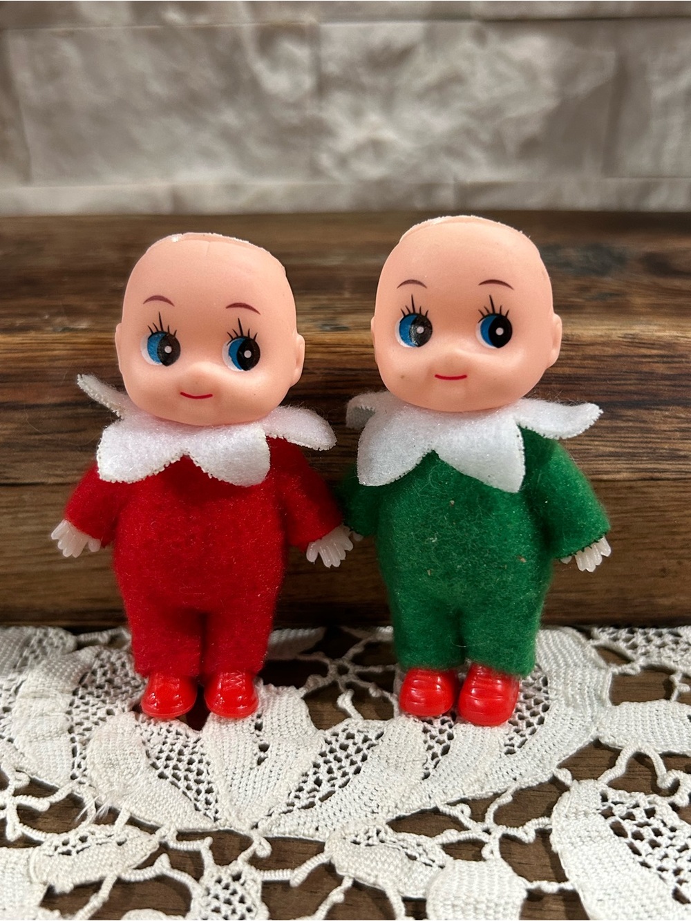 Cute Twin Elf Dolls Set - Red and Green Plush Kids Toys